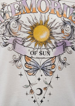 Bask?l? Beyaz Tisort - Mavi фото 6