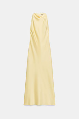 VESTIDO MIDI HALTER DRAPEADO ESPALDA / Amarillo - Zara фото 5