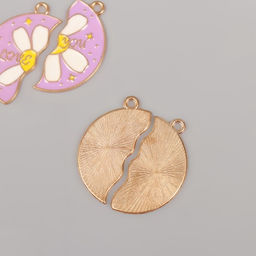 Цена за 4 шт. Декор для творчества металл, эмаль «Ромашка - половинки», набор 2 шт., 2.8×2.7 см