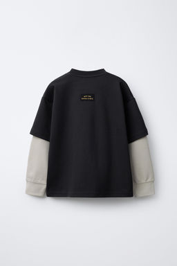 DOUBLE SLEEVE VARSITY INTERLOCK SWEATSHIRT - Zara фото 2