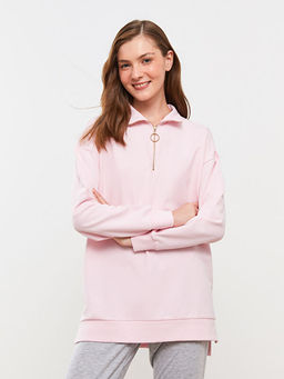 Dik Yaka D?z Uzun Kollu Kad?n Pijama ?st