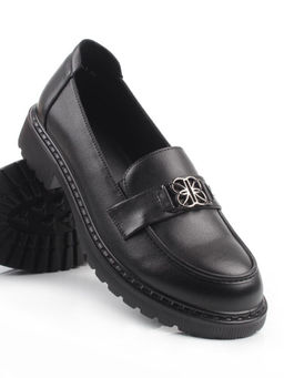 03-PDHL242-1 BLACK Лоферы женские (натуральная кожа)