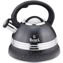 Чайник из нержавеющей стали 3,2 л со свистком,цвет: чёрный (М-7904) /Rashel/