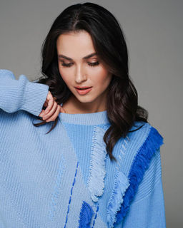 Авторский вязанный джемпер с БАХРОМОЙ 100% ХЛОПОК