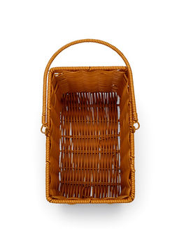 Корзина плетёная для хранения Fatum, с ручкой, пластиковая, коричневая, набор 2 шт.