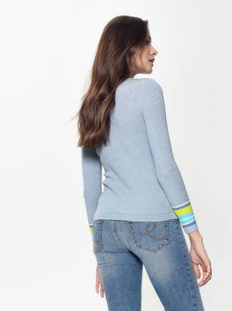 CONTE Ультрамодный джемпер с контрастными манжетами LDK 046 denim stripes - Conte elegant фото 3