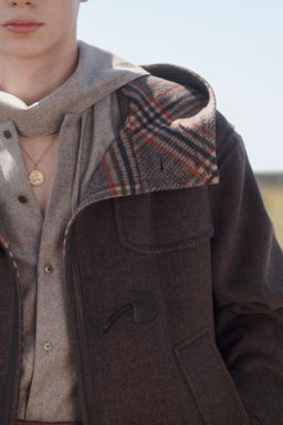 LIMITED EDITION CHECKED CONTRAST WOOL BLEND PEA COAT - Zara фото 4