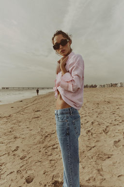 CAMISA FLUIDA CON LINO / Rosa / Blanco - Zara фото 13