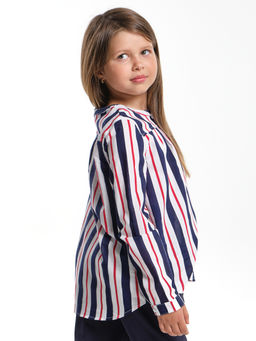 Блузка нарядная в полоску UD 4786 синий/красный - Mini maxi фото 8