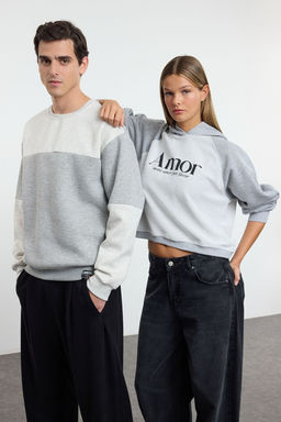 TRENDYOL MAN Lacivert Oversize/Genis Kesim Renk Bloklu Ici Polarl? Basic Sweatshirt TMNAW25SW00013 - Trendyolmilla фото 22