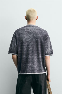 CAMISETA PUNTO ESTAMPADO LAVADO / Azul lavado - Zara фото 3