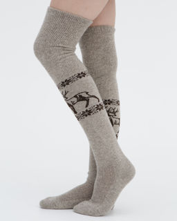 Теплые чулки из 100% шерсти с рисунком серые - Bodio's фото 4