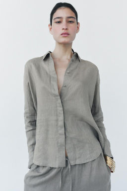 ZW COLLECTION 100% LINEN SHIRT - Zara фото 7