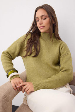 Wardrobe Essentials Yag Yesil Yun Kar?s?ml? Genis Kal?p Yumusak Dokulu Triko Kazak | TWOAW26KZ00063