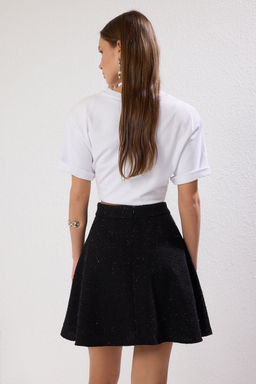 TRENDYOLMILLA Siyah Cep Detayl? Onden Dugmeli Klos Tuvit Kumasl? Mini Boy Dokuma Etek TWOAW25ET00027 фото 5