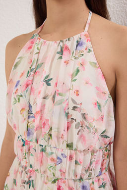 TRENDYOLMILLA Pembe Etegi Belden Ac?lan Desenli Mini Dokuma Elbise TWOSS25EL00415  фото 7