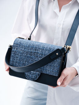 Сумка кожаная Deboro 30574 синяя волна