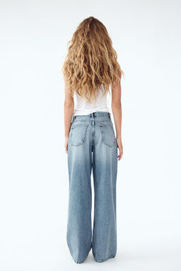 HIGH-WAIST TRF WIDE-LEG JEANS WITH CROSSOVER WAISTBAND - Zara фото 15