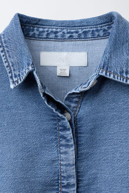 DENIM SHIRT WITH SCHIFFLI EMBROIDERY HEM - Zara фото 3