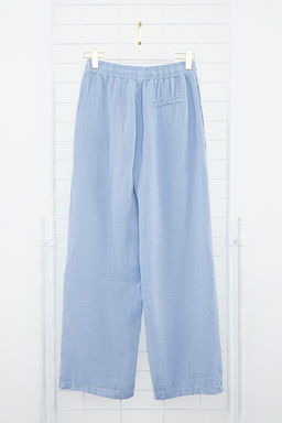 Lacivert %100 Keten Beli Lastikli Yuksek Bel Wide Leg Pantolon TWOSS24JE00249 - Trendyolmilla фото 32