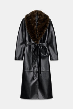 FAUX LEATHER COAT WITH DETACHABLE COLLAR - Zara фото 3