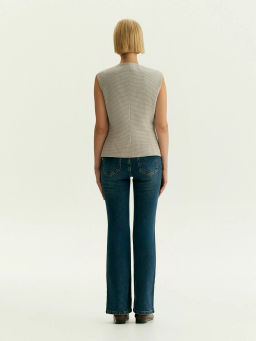 Однобортный жилет с принтом гусиная лапка, GL118/cage - Emka фото 6