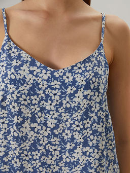 V Yaka ?i?ekli Ask?l? Bluz