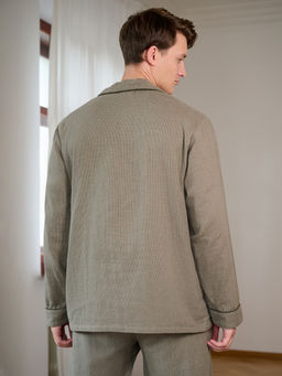 Пижама мужская Indefini из хлопка оливково-зеленый  фото 3