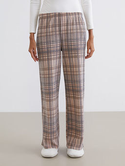 Beli Lastikli Ekose Kad?n Pijama Alt?