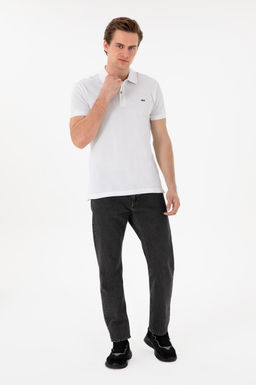 Футболка-поло Slim Fit белая из хлопка