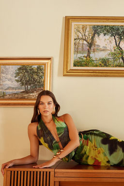 TRENDYOLMILLA Cok Renkli Cicek Desenli Orme Tul Uzun Gece Abiye Elbise TPRSS24AE00261 фото 10