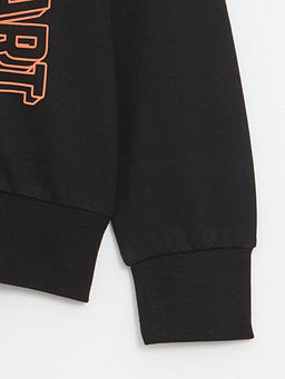 Bask?l? Uzun Kollu Erkek ?ocuk Hoodie - Waikiki фото 3