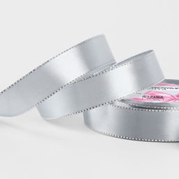 Лента атласная, с серебряным люрексом, 25 мм, 23±1 м, серая №59