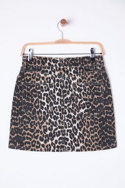 TRENDYOLMILLA Cok Renkli Animal Leopar Desenli Kahverengi Mini Denim Etek TWOSS25ET00044  фото 8