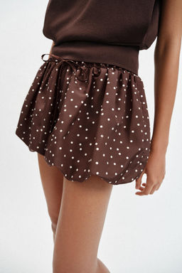 FALDA PANTAL?N GLOBO LUNARES / Marr?n - Zara фото 5