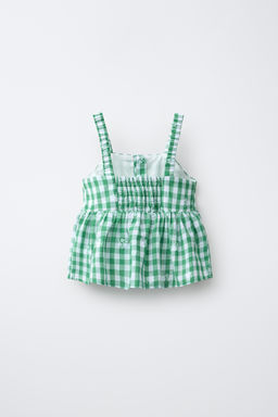 TOP BORDADOS CUADRO VICHY / Blanco / Verde
