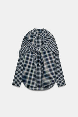 ZW COLLECTION CHECK SHIRT WITH SCARF - Zara фото 7