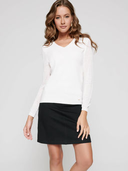 CONTE Классический джемпер из пряжи с вискозой и льном LDK 088 off-white