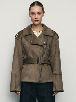 Куртка из искусственной замши с ремнём / Zarina  фото 3