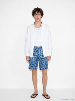 Diz Alt? Boy Desenli Erkek Y?zme ?ort