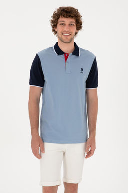 Erkek Regular Fit Polo Yaka Mavi Ti__rt Sepette S_rpriz _ndirim