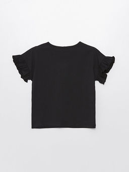 Bisiklet Yaka Bask?l? K?sa Kollu K?z ?ocuk Ti??rt - Waikiki фото 2