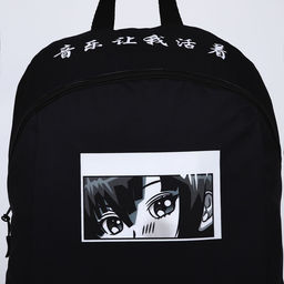 Рюкзак школьный текстильный «Аниме», 46×30×10 см, вертикальный карман, чёрный