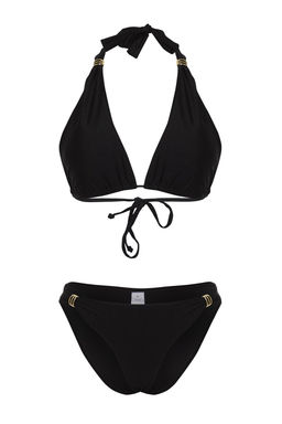 TRENDYOLMILLA Siyah Ucgen Aksesuarl? Parlak Regular Bikini Tak?m? TBESS25BT00012 фото 6