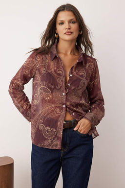 Mavi Sal Desenli Astars?z Yoryo Sifon Gomlek TWOAW26GO00063 - Trendyolmilla фото 6