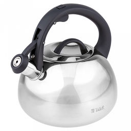 Чайник из нержавеющей стали 2,8л Brandon s0,6мм, дно д15см, s0,6мм, со свистком, зеркальная полировка снаружи, матовая внутри, пластмассовая ручка с покрытием soft-touch, TalleR (Китай)