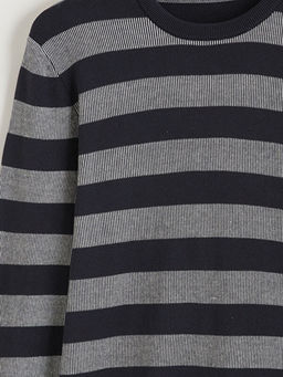 Bisiklet Yaka ?izgili Erkek Triko Kazak