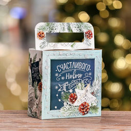 Цена за 5 шт. Подарочная коробка Счастливого Нового года, 20 х 20 х 9 см