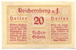 Банкнота 20 геллеров 1920 года Австрия  Рейхенберг (нотгельд)