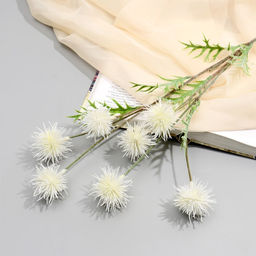 Цветы искусственные «Мордовник, шароголовый», h=70 см, белые